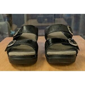Dansko Sophie Women's 39 Sandals Shoes Black Leather Uppers Double Buckles 9M